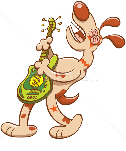 ロッカー 犬 演奏 エレキギター 熱狂的な ブラウン ストックフォト © zooco
