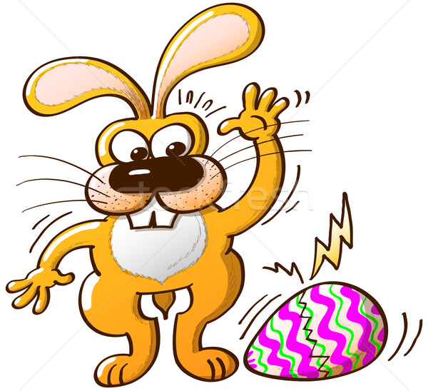 Pasen ei mooie Easter Bunny afgewerkt schilderij Stockfoto © zooco