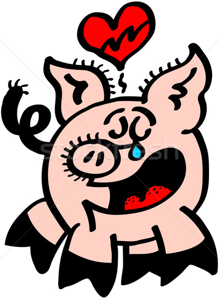 Pink pig crying for love Stock photo © zooco
