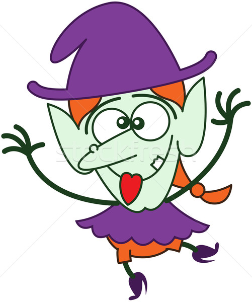 Cute Halloween witch making funny faces Stock photo © zooco