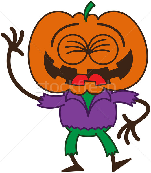 Funny Halloween scarecrow laughing enthusiastically Stock photo © zooco