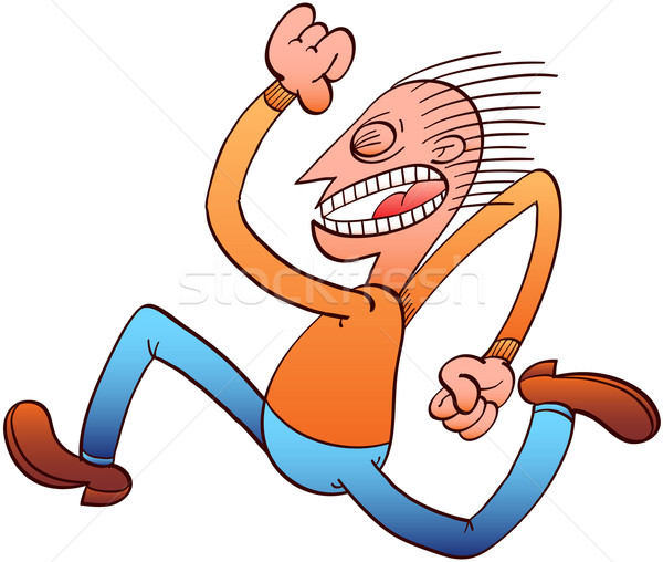 Mad man running away while looking fully terrified Stock photo © zooco