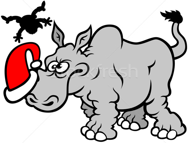 Furious gray rhino charging Santa Stock photo © zooco