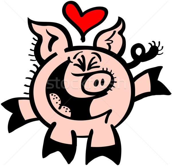 Pig head over heels in love Stock photo © zooco