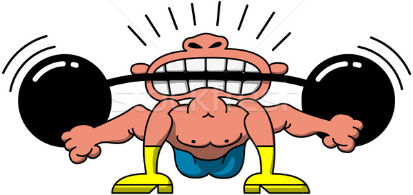Circus man lifting heavy weights with his teeth Stock photo © zooco