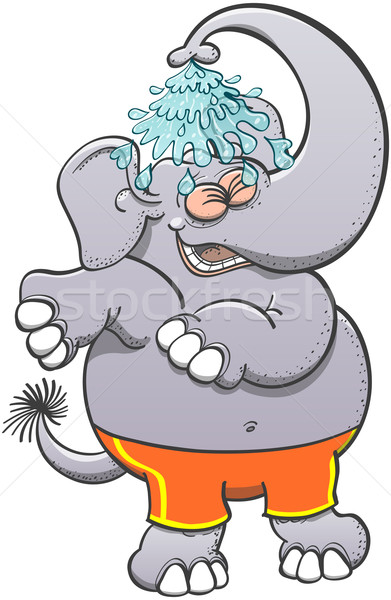 Nice elephant taking a shower from its own trunk Stock photo © zooco