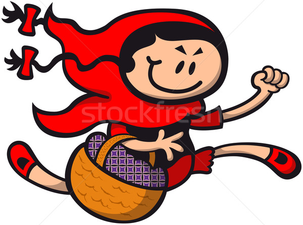Red riding hood running with a basket Stock photo © zooco