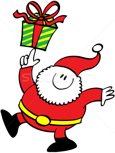 Cute Santa Claus balancing a Christmas present Stock photo © zooco