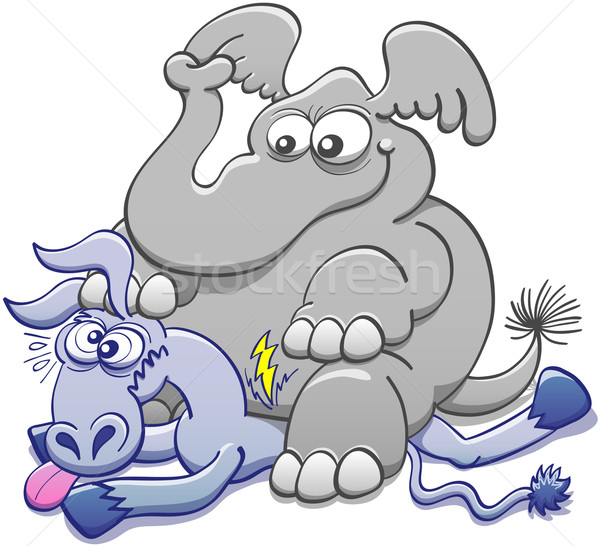 Elephant seated on a donkey and crushing it Stock photo © zooco