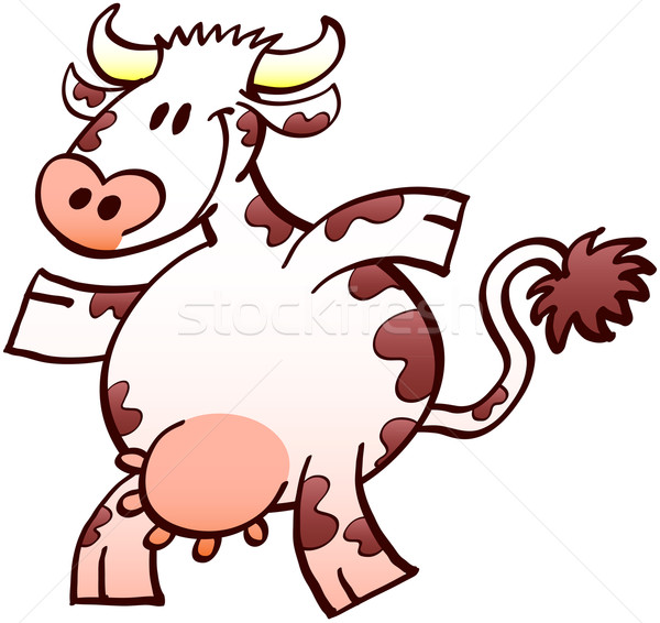 Cute krowy chodzić nice pyzaty długo Zdjęcia stock © zooco