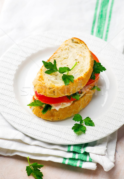 sandwich with chicken and vegetables Stock photo © zoryanchik