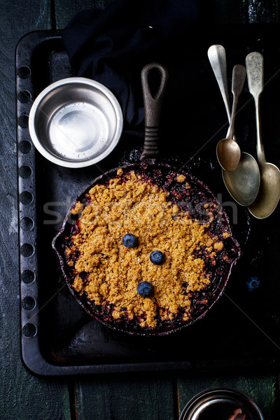 Crumble with a plum and berry. style vintage Stock photo © zoryanchik