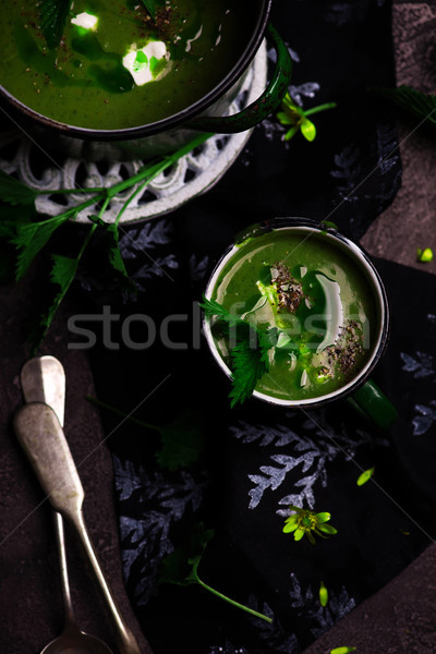 nettle soup  with Wild Garlic Oil  Stock photo © zoryanchik