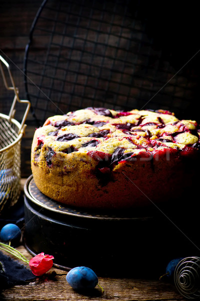 homemade plum cake Stock photo © zoryanchik