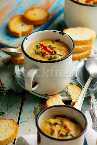 spiced red lentil and root vegetable soup vegan Stock photo © zoryanchik