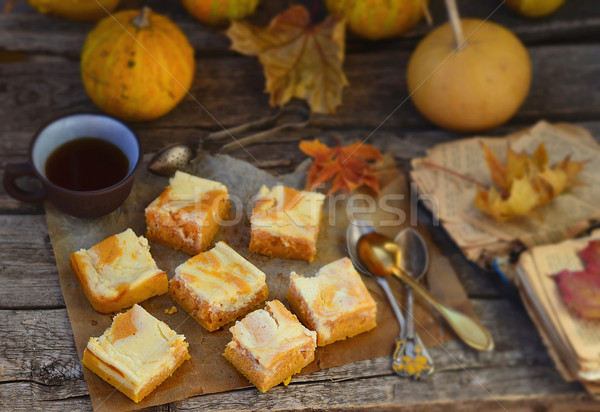 pumpkin pie about cream cheese Stock photo © zoryanchik