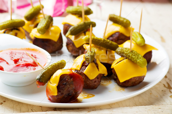 Stock photo: Cheeseburger Party Meatballs