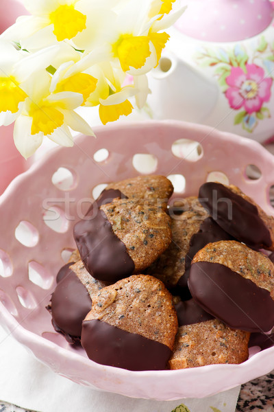 chocolate dipped seed cookies.style vintage Stock photo © zoryanchik