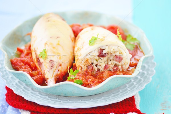 Stock photo: stuffing squid