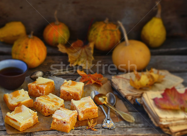 pumpkin pie about cream cheese Stock photo © zoryanchik