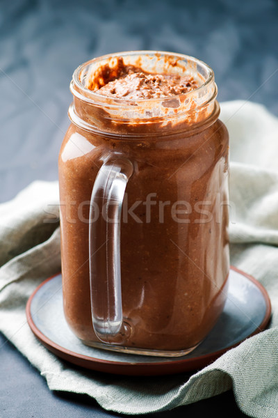 Peanut Butter Chocolate Overnight Oats in to the jar Stock photo © zoryanchik