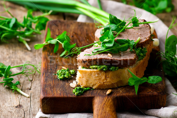 mint pesto and roast beef sandvwch  Stock photo © zoryanchik