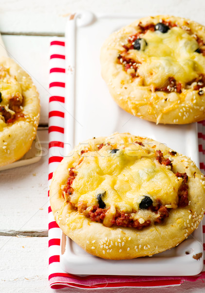 Stock photo: pizza with ground meet and cheese