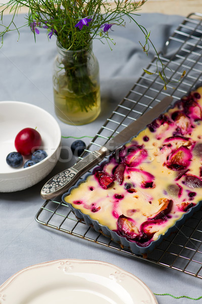 homemade plum tart Stock photo © zoryanchik