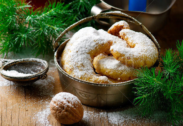 Christmas vanilla cookies on a Christmas rustic background Stock photo © zoryanchik