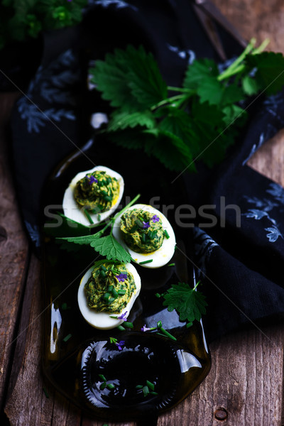 nettled eggs spring devils.style rustic. Stock photo © zoryanchik