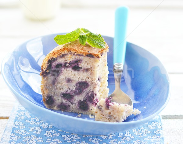 blueberry cake and glass of milk Stock photo © zoryanchik