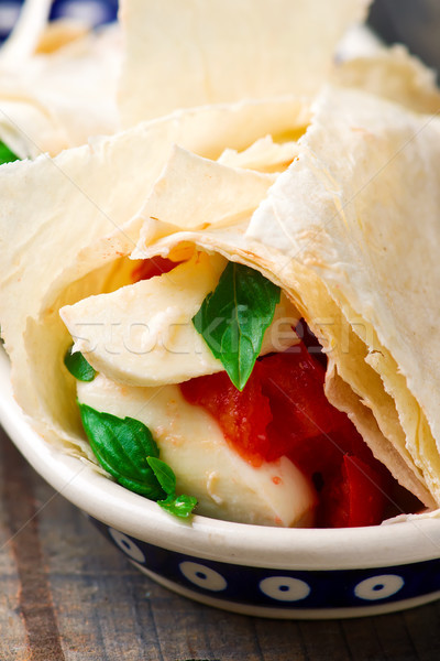 Stock photo: avocado caprese wrap.selective focus