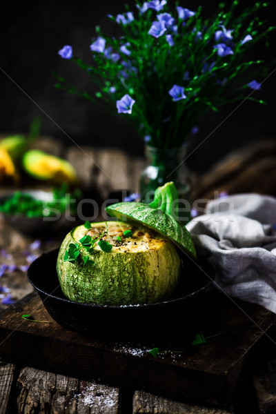 Calabacín relleno enfoque alimentos verde comida Foto stock © zoryanchik