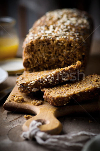 Torta salvado girasol semillas corte rebanadas Foto stock © zoryanchik
