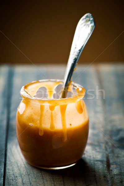 Manteiga caramelo vidro jarra estilo vintage Foto stock © zoryanchik