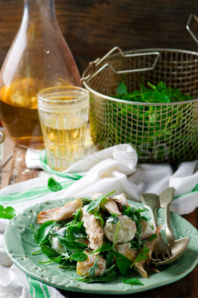 warm new potato and smoked mackerel salad Stock photo © zoryanchik