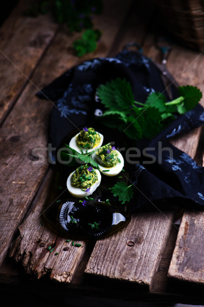 nettled eggs spring devils.style rustic. Stock photo © zoryanchik