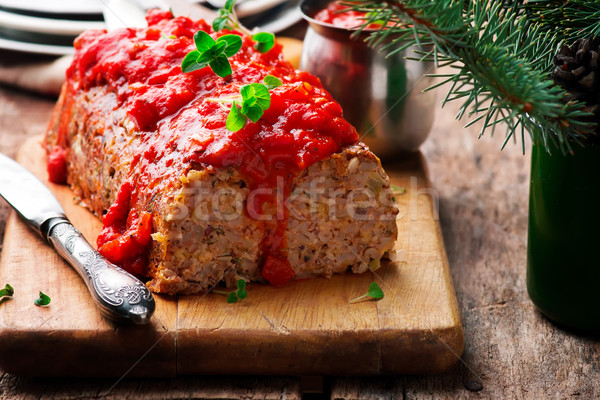 Hulled Barley Bread with tomato sauce Stock photo © zoryanchik