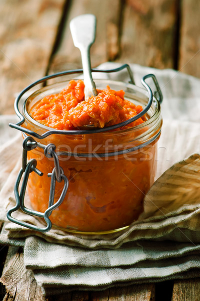 marrow pate in glass jar.style rustic. Stock photo © zoryanchik