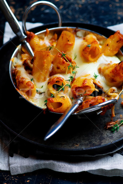 Foto stock: Pato · prosciutto · pasta · rústico · alimentos · placa