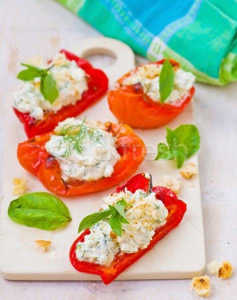 Stock photo: baked pepperwith goat cheese