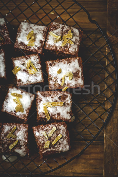 slices of a ginger parkin on a lattice for cooling.  Stock photo © zoryanchik