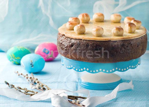Cake traditioneel Engels Pasen marsepein selectieve aandacht Stockfoto © zoryanchik