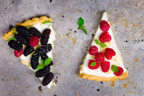 slice of a tart with fresh berries.  Stock photo © zoryanchik