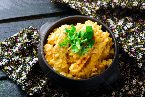 Foto stock: Lento · maní · pollo · alimentos · caliente · arroz