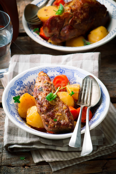 Veal Stew with Vegetables.style rustic Stock photo © zoryanchik