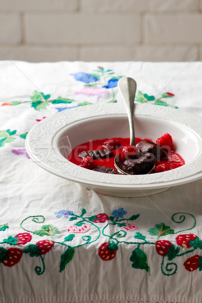 Chocolate gnocci with raspberry sauce.style vintage. Stock photo © zoryanchik