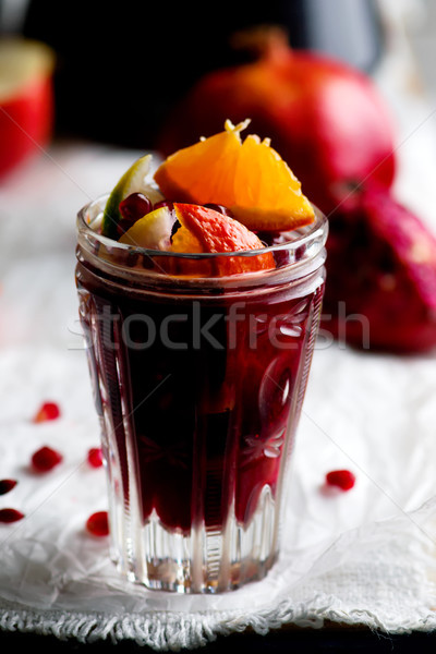Rotwein Granatapfel Gläser top Ansicht Stock foto © zoryanchik