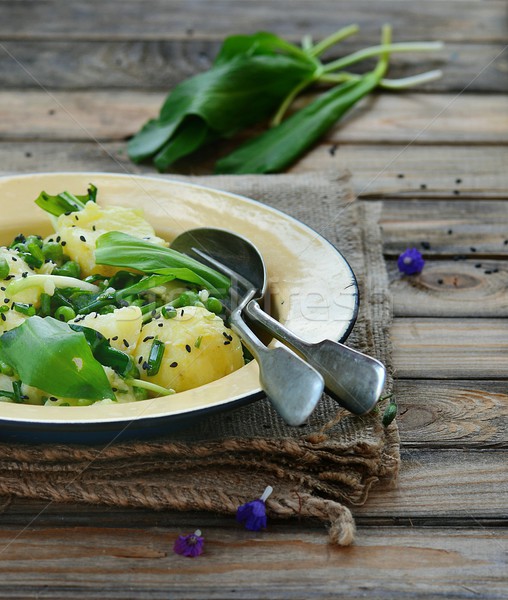 Pommes de terre vert printemps salade plat dîner [[stock_photo]] © zoryanchik