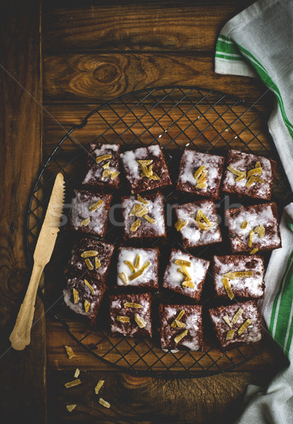 slices of a ginger parkin on a lattice for cooling.  Stock photo © zoryanchik